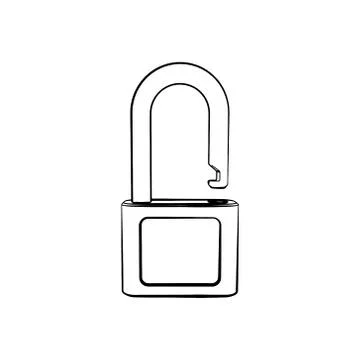 Open padlock.Isolated on white background. Vector outline illustration. 스톡 일러스트