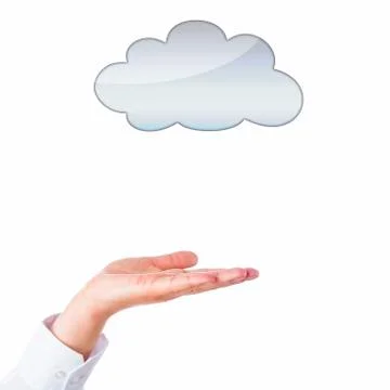 Open Palm And Empty Cloud With Copy Space. Stock Photos