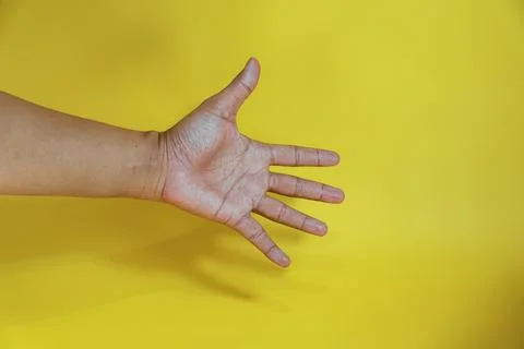 Open palm Count five with finger Stock Photos