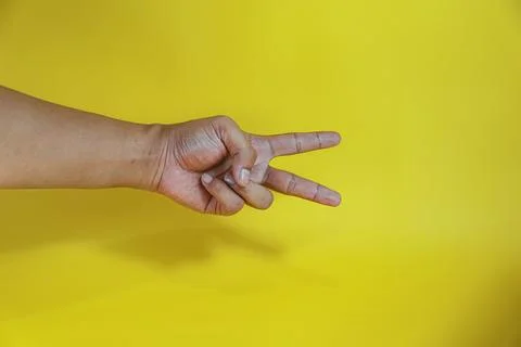 Open palm Count two with finger Stock Photos