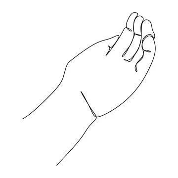 Open palm hand gesture continuous line draw design. Sign and symbol of hand g Stock Illustration