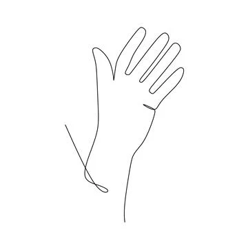 Open palm hand gesture continuous line draw design. Sign and symbol of hand g 스톡 일러스트