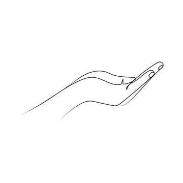 Open palm a hand gesture. One line art. Stock Illustration