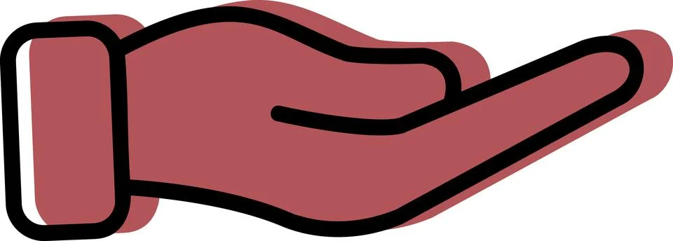 Open palm hand support flat icon Illustration
