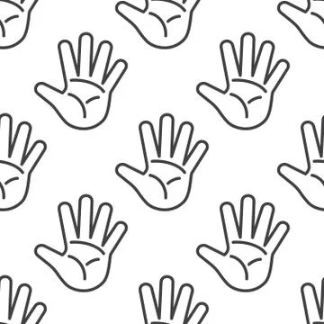 Open palm vector seamless pattern in black and white Illustrazione stock