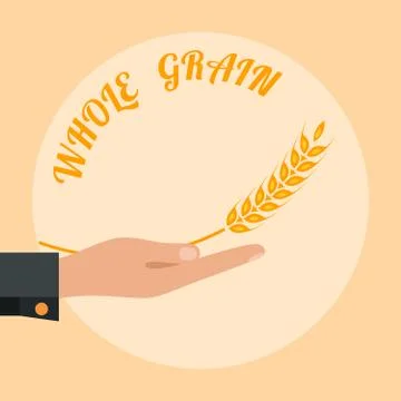 Open palm with wheat. Whole grain logo design. Vector illustration. Stock Illustration