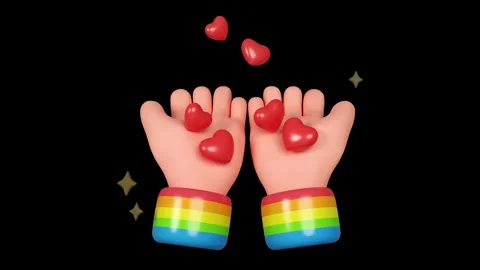 Open Palms Catching Falling Little Red Hearts Animation Style. 스톡 동영상 340283459
