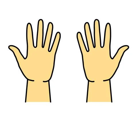 Open palms of a man on a white background. Symbol. Vector. Stock Illustration