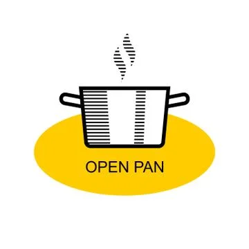 Open pan for cooking outline vector for packaging design Stock Illustration