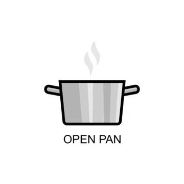 Open pan for cooking outline vector for packaging design Stock Illustration