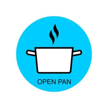 Open pan for cooking outline vector for packaging design Stock Illustration