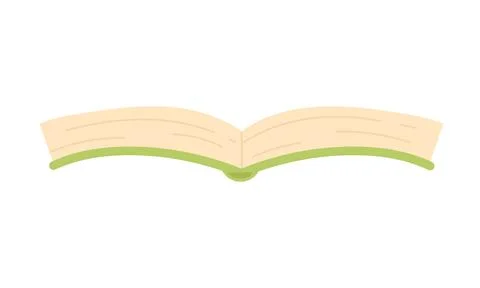 Open paper book, dictionary or notebook with green cover to study Stock Illustration