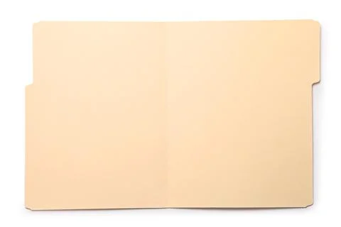Open paper file folder isolated on white, top view Stock Photos