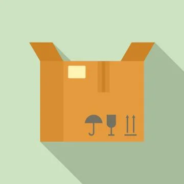 Open parcel box icon, flat style Stock Illustration