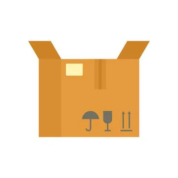 Open parcel box icon flat isolated vector Illustrazione stock