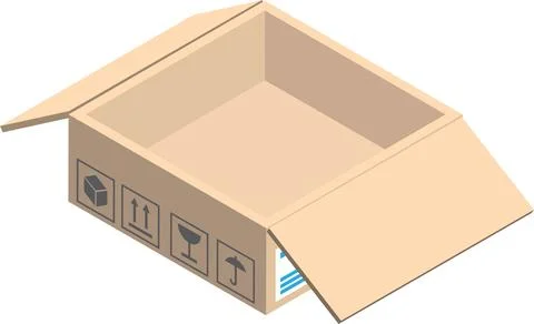 Open parcel box illustration in 3D isometric style Illustrazione stock