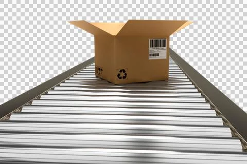 Open parcel on conveyor belt Stock Illustration