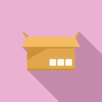 Open parcel icon flat vector. Paper package Illustrazione stock