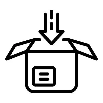 Open parcel icon, outline style Illustrazione stock
