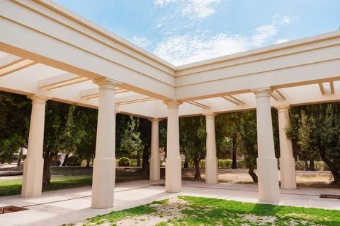 Open Pavilion with Classical Columns in Valencia Park Stock Photos