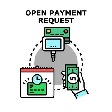 Open payment request process for financial transactions Stock Illustration