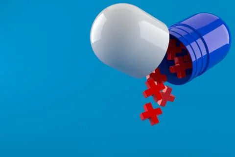 Open pill with cross Stock Illustration