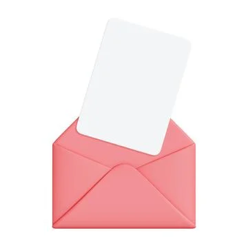 Open Pink Envelope with Blank Card Inside Stock Illustration