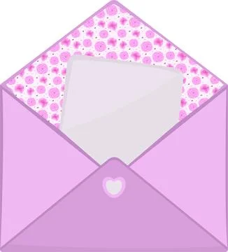 An open pink envelope Stock Illustration