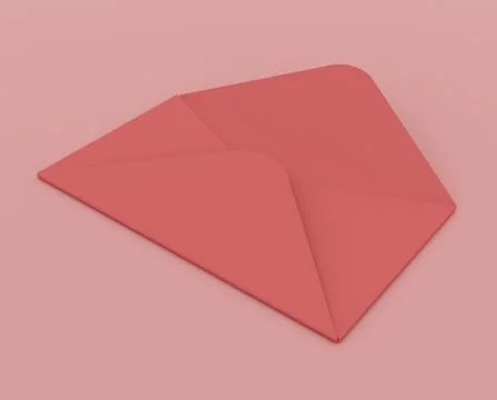 Open pink envelope isolated on pink pastel color wall background with shadow Stock Illustration