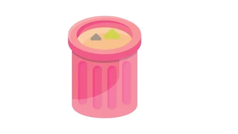 An open pink trash can, showcasing its empty interior and inviting waste di.. Stock Footage 332457631