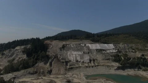 Open pit active gravel &amp; aggregate mine Stock Footage 114356807