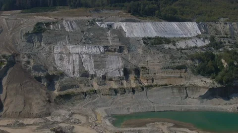 Open pit active gravel &amp; aggregate mine Stock Footage 114357026