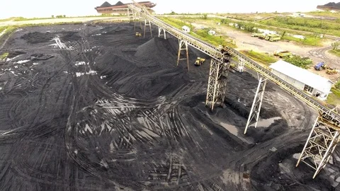 Open Pit Coal Mining, Aerial View Borneo Indonesia Stock Footage 93519021