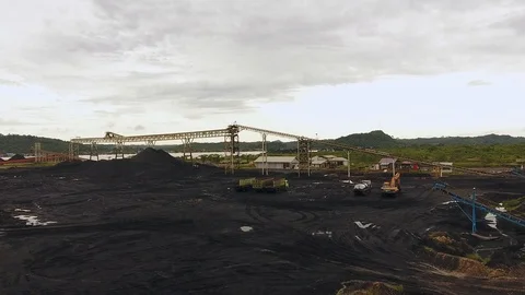 Open Pit Coal Mining, Aerial View Borneo Indonesia Stock Footage 93519186