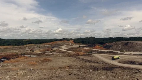 Open Pit Coal Mining, Aerial View Borneo Indonesia Stock Footage 93519807