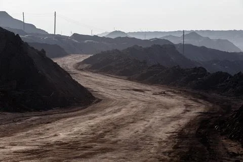 Open pit coal mining. Coal quarry. Foto stock