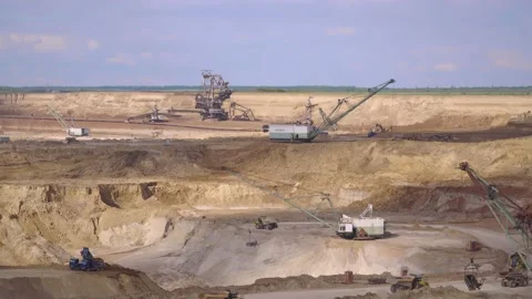 Open pit iron ore mining Stock Footage 131024558