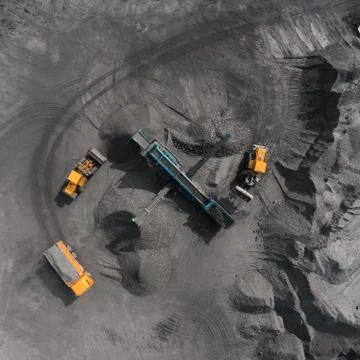 Open pit mine, breed sorting, mining coal, extractive industry 스톡 사진