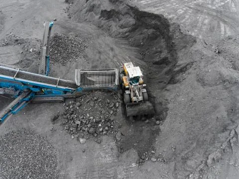 Open pit mine, breed sorting, mining coal, extractive industry 스톡 사진