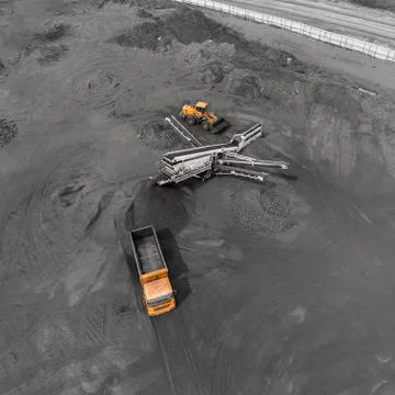 Open pit mine, breed sorting, mining coal, extractive industry Stock Photos