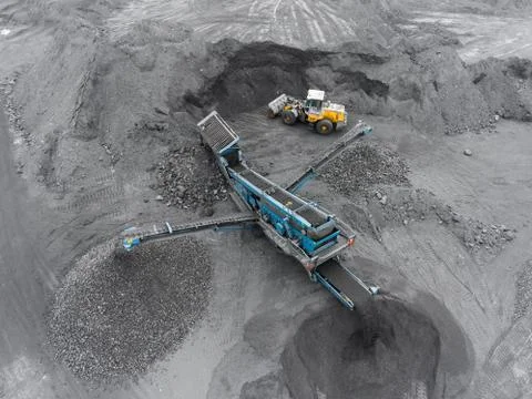 Open pit mine, breed sorting, mining coal, extractive industry 스톡 사진