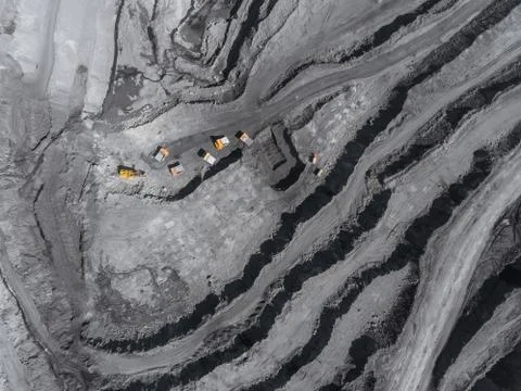 Open pit mine, breed sorting, mining coal, extractive industry anthracite, Coal 스톡 사진
