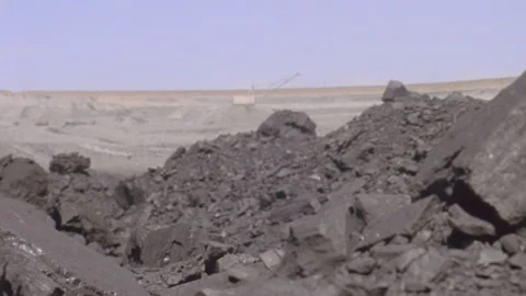Open pit mine extracting coal with excavator Stock Footage 330213617