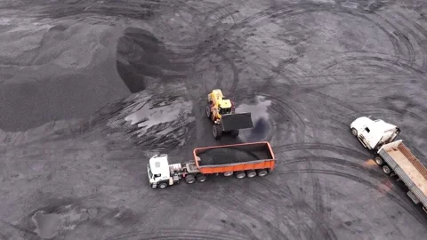 Open pit mine, extractive industry for coal, top view aerial drone Stock Footage 270596716