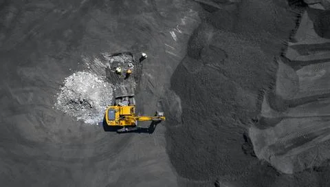 Open pit mine, extractive industry for coal, top view aerial drone 스톡 사진