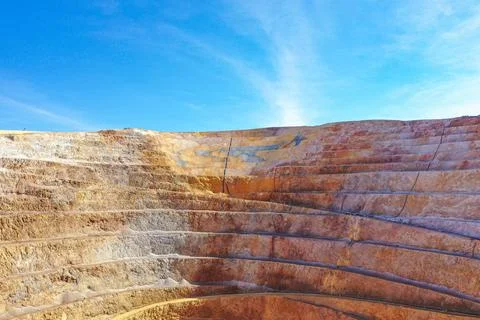 Open pit mine in full operation with remediated soils Stock Photos