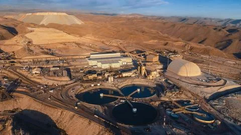 Open pit mine mineral processing plant Stock Photos