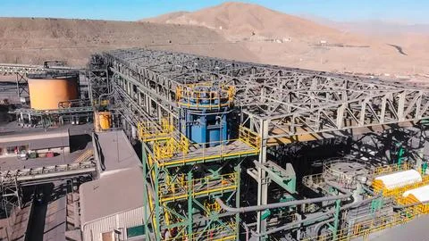 Open pit mine mineral processing plant Stock Photos