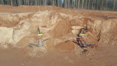 Open pit mine quarrying extractive industry stripping work. Conveyor and Stock Footage 237265971