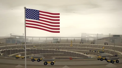 Open Pit Mine Terraces United States Flag seamless loop 스톡 동영상 344779060